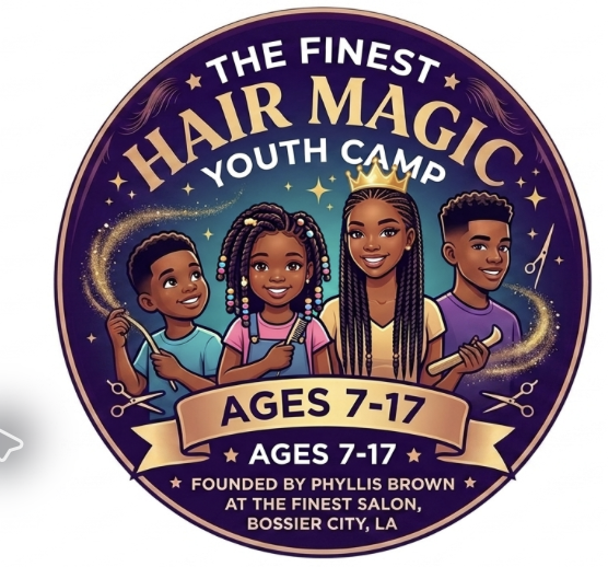 The Finest Hair Magic Youth Camp logo, ages 7 to 17